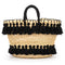 Handmade Straw Beach Bag – Black Tassel Tote, Openwork