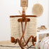 Handmade Straw Backpack Basket with Leather Handles