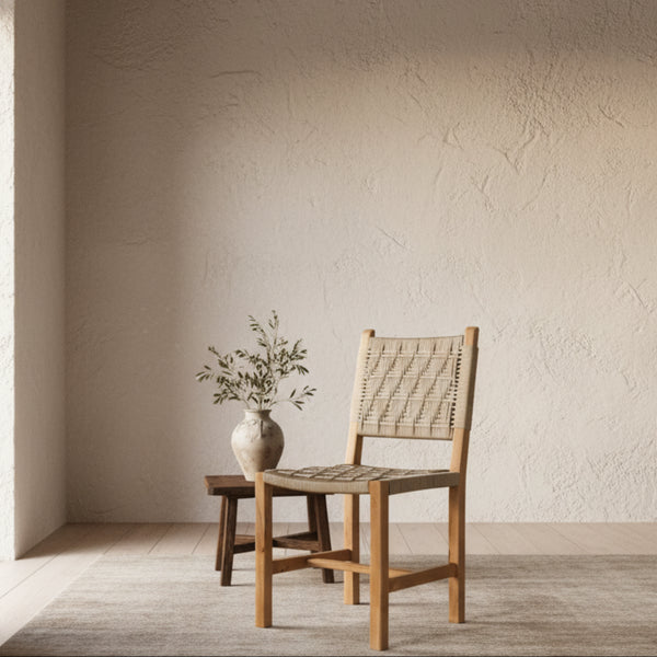 Moroccan Bar stool - Walnut wood with warm beige Fabric seat