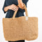 Khaki Large Raffia Croched Bag – Stylish Beach Essential