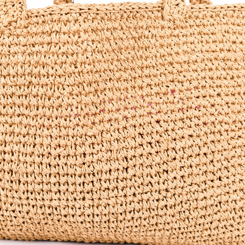Khaki Large Raffia Croched Bag – Stylish Beach Essential
