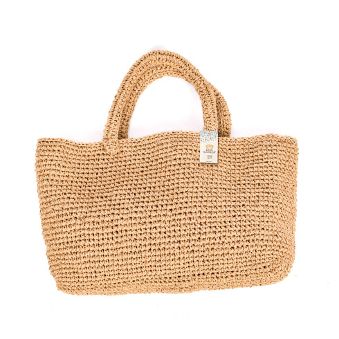 Khaki Large Raffia Croched Bag – Stylish Beach Essential