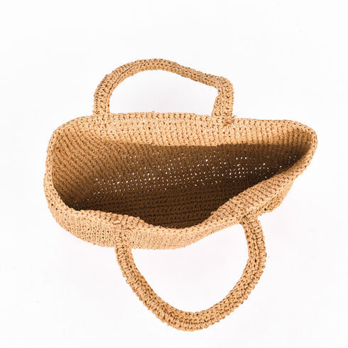 Khaki Large Raffia Croched Bag – Stylish Beach Essential