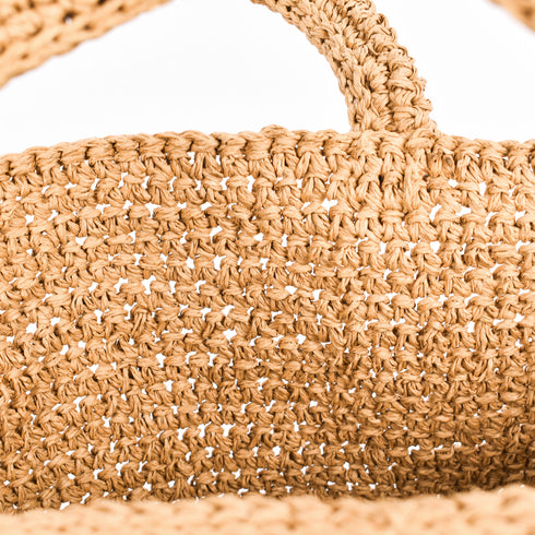 Khaki Large Raffia Croched Bag – Stylish Beach Essential
