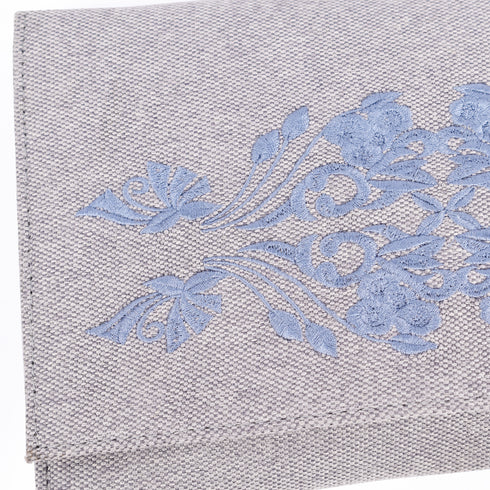 Elegant Linen Clutch Handbag – Moroccan Embroidery for Special Occasions