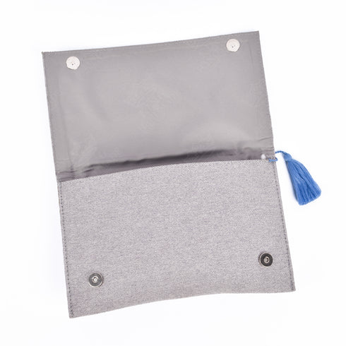 Elegant Linen Clutch Handbag – Moroccan Embroidery for Special Occasions