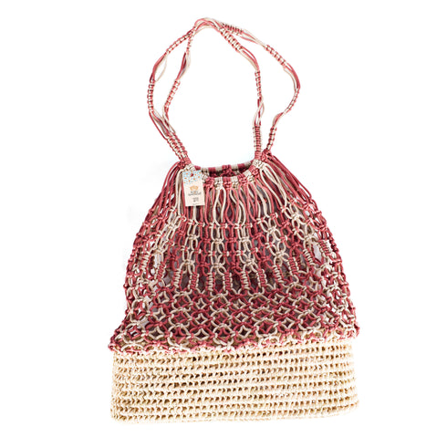 Raffia Beach Bag | Crocheted Kittan Handle Shoulder Tote for Women