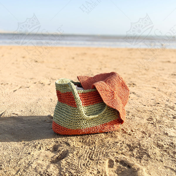 Beach Raffia Crocheted Tote Bag - Spacious Vacation Tote