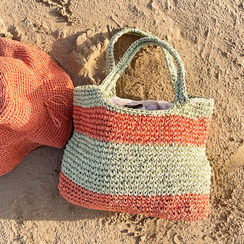 Beach Raffia Crocheted Tote Bag - Spacious Vacation Tote