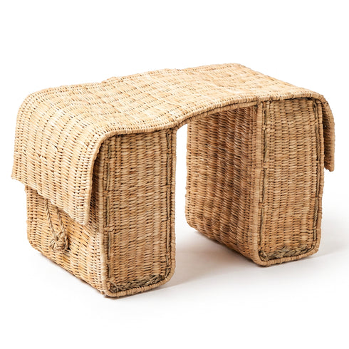 Handmade Reed Bicycle Basket Luggage Rack With Dual Straw Pockets | Summer Bike Decor Gift