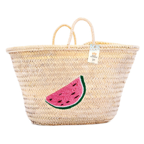 Watermelon Embroidered Straw Beach Bag -  Honeymoon & Vacation Tote