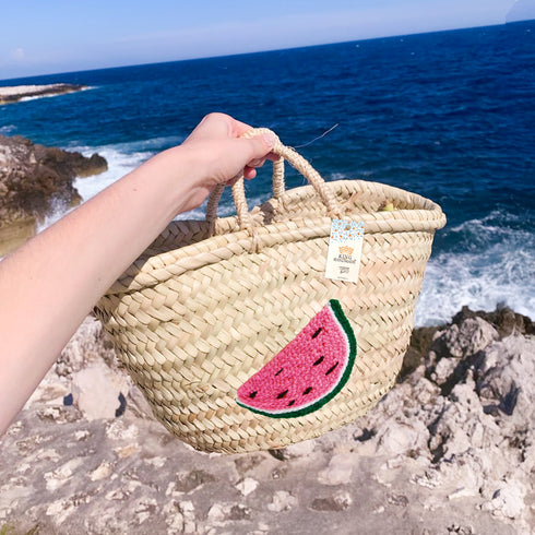 Watermelon Embroidered Straw Beach Bag -  Honeymoon & Vacation Tote