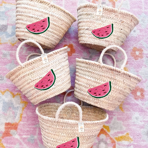 Watermelon Embroidered Straw Beach Bag -  Honeymoon & Vacation Tote