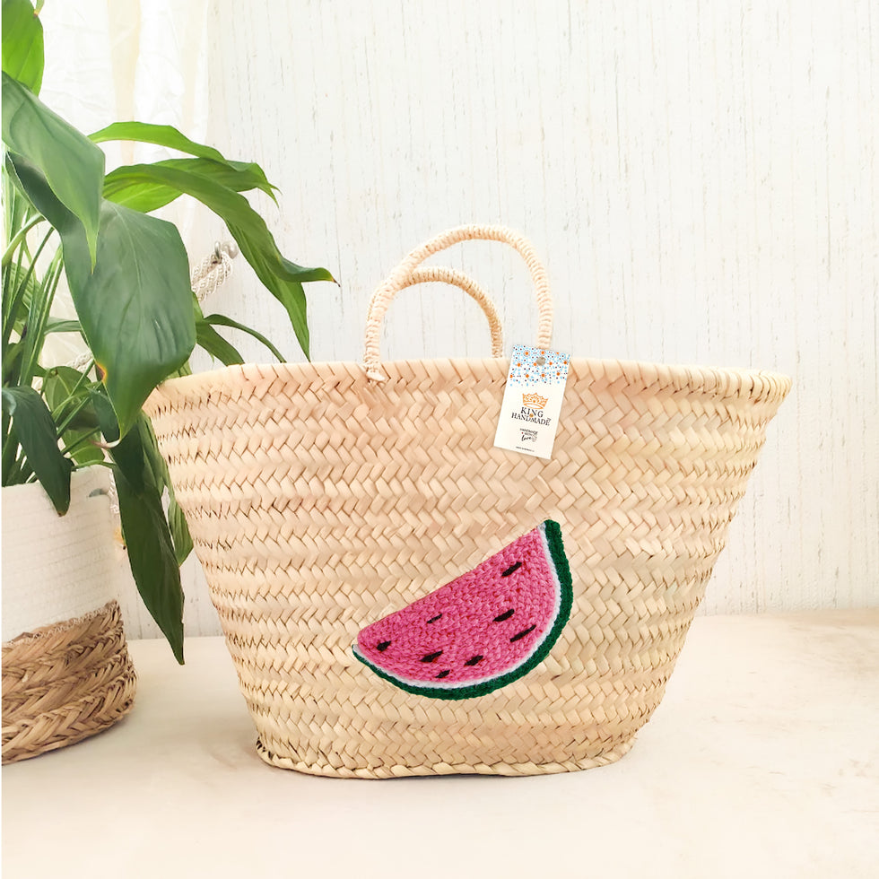 Watermelon Embroidered Straw Beach Bag