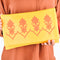 Vibrant Yellow Leather Clutch – Orange Embroidery for Chic Summer Style