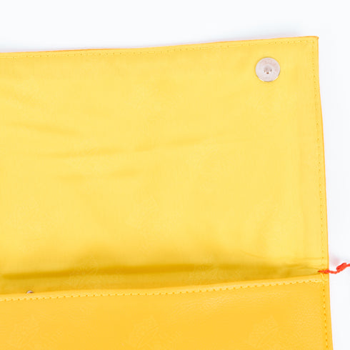 Vibrant Yellow Leather Clutch – Orange Embroidery for Chic Summer Style