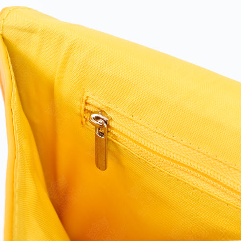 Vibrant Yellow Leather Clutch – Orange Embroidery for Chic Summer Style
