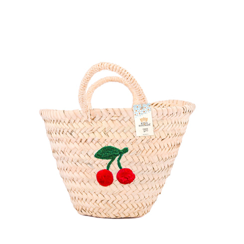 Handwoven Cherry Straw Basket – Cute Boho Tote