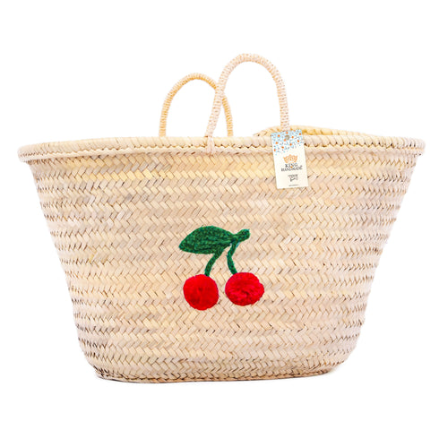 Handwoven Cherry Straw Basket – Cute Boho Tote