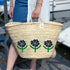 Handwoven Daisy Flower Basket - Personalized Straw Tote