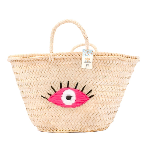 Handwoven Eye Straw Basket – Boho Tote Bag