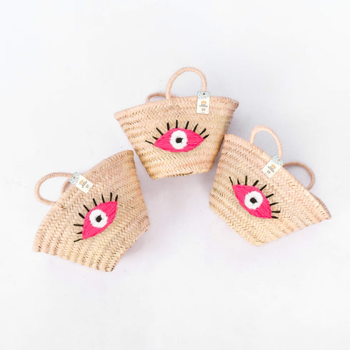 Handwoven Eye Straw Basket – Boho Tote Bag