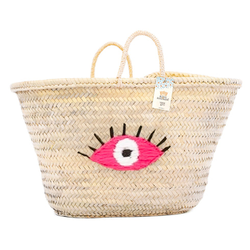 Handwoven Eye Straw Basket – Boho Tote Bag
