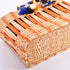Handwoven Moroccan Reed Basket with Orange Stripe