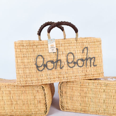 Straw Market Reed Gardener’s Long Basket - Perfect for Beach & Shopping