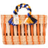 Handwoven Moroccan Reed Basket with Orange Stripe