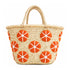 Straw Fall Tote Bag | Halloween Basket with Embroidered Flowers