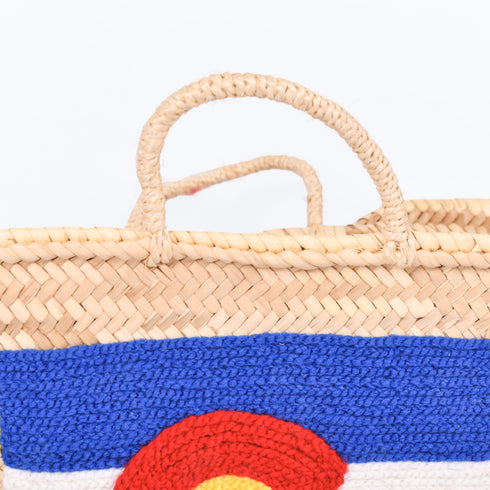 Colorado Flag Embroidered Straw Basket - Handbag & Patriotic Tote