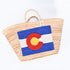 Colorado Flag Embroidered Straw Basket - Handbag & Patriotic Tote