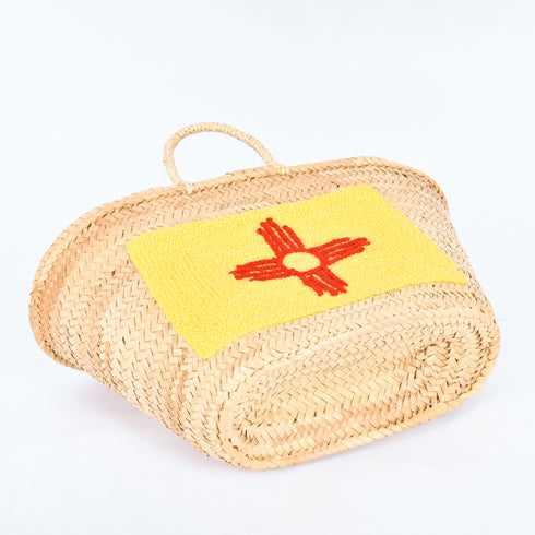 Stylish New Mexico Flag - Straw Basket with Vibrant Embroidery 🌵
