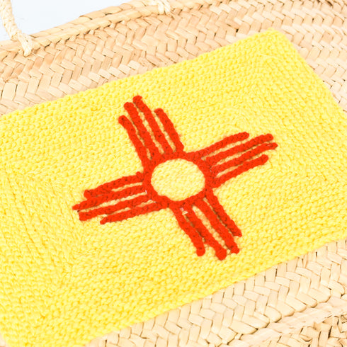 Stylish New Mexico Flag - Straw Basket with Vibrant Embroidery 🌵