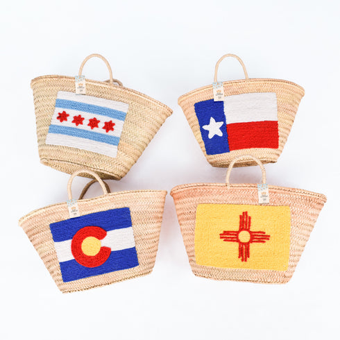 Chicago Flag Embroidered Basket 🇺🇸 - Patriotic Handwoven Tote