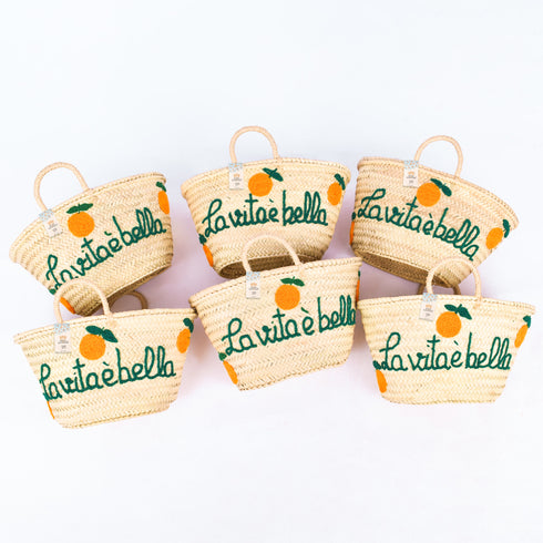 La Vita È Bella Oranges Basket | Handwoven Summer Tote of Joy 🍊