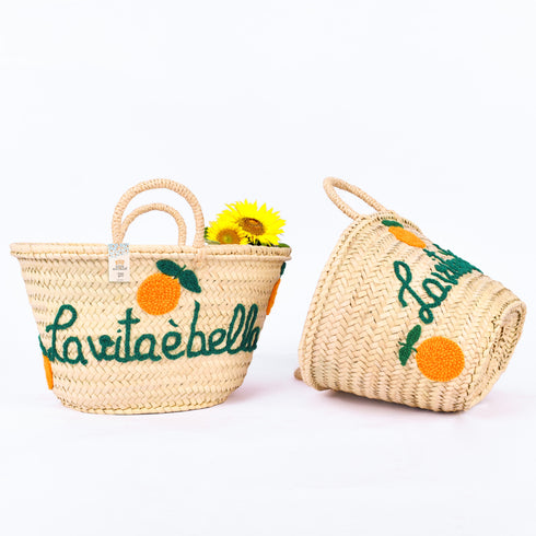 La Vita È Bella Oranges Basket | Handwoven Summer Tote of Joy 🍊