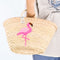 Flamingo Embroidered Basket 🦩- Tropical Handwoven Summer Tote