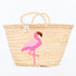 Flamingo Embroidered Basket 🦩- Tropical Handwoven Summer Tote