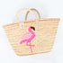 Flamingo Embroidered Basket 🦩- Tropical Handwoven Summer Tote