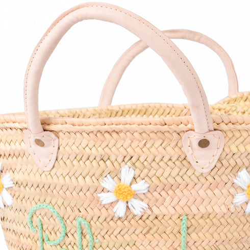 Chic Hand-Embroidered Daisies Basket 🌼| perfect sunny-day companion