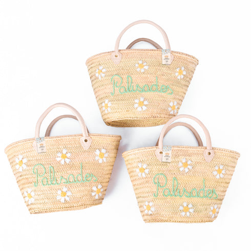 Chic Hand-Embroidered Daisies Basket 🌼| perfect sunny-day companion