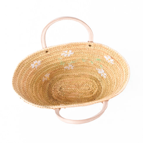 Chic Hand-Embroidered Daisies Basket 🌼| perfect sunny-day companion