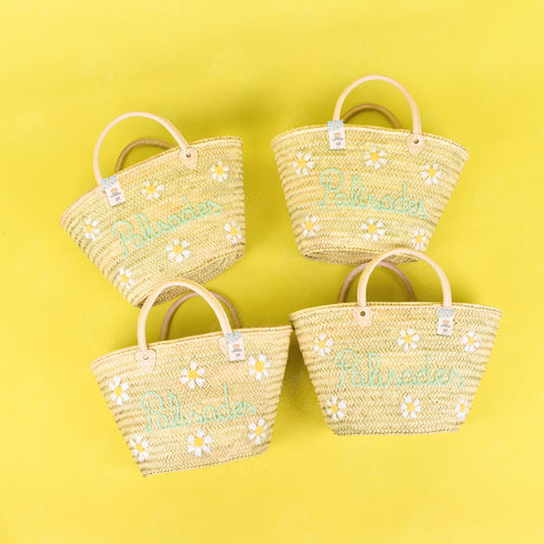 Chic Hand-Embroidered Daisies Basket 🌼| perfect sunny-day companion