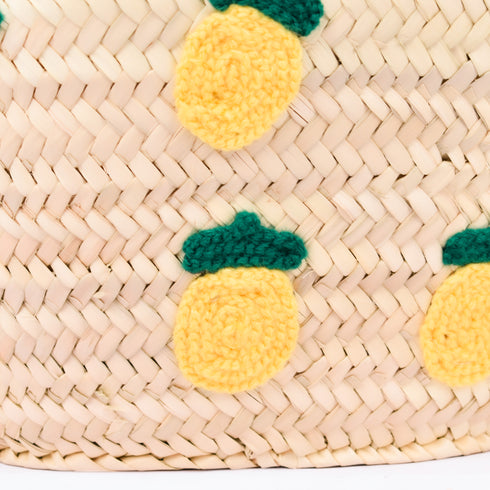 Lemons Embroidered Basket | Handwoven Summer Straw Tote 🍋