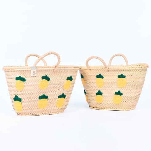 Lemons Embroidered Basket | Handwoven Summer Straw Tote 🍋