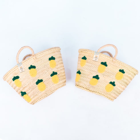 Lemons Embroidered Basket | Handwoven Summer Straw Tote 🍋