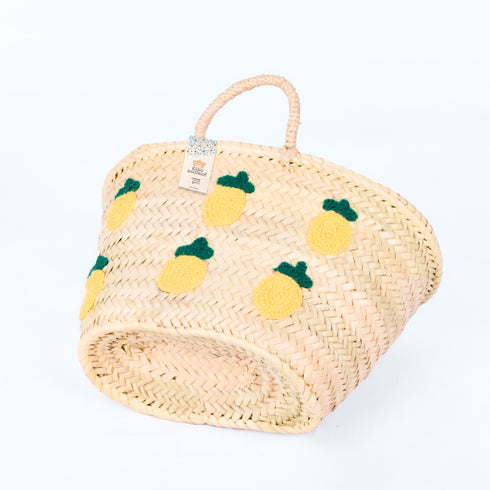 Lemons Embroidered Basket | Handwoven Summer Straw Tote 🍋
