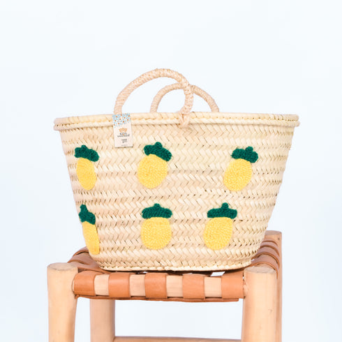 Lemons Embroidered Basket | Handwoven Summer Straw Tote 🍋
